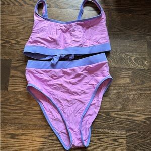 Women's Two-Piece Pink & Lavender High-Waist Bikini Set